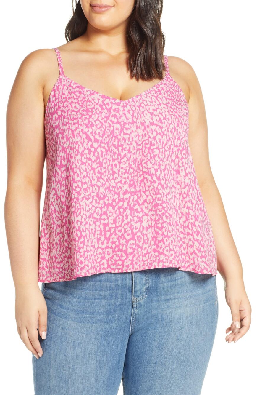 Leith Animal Print Camisole Tank Top Pink Size 2X New